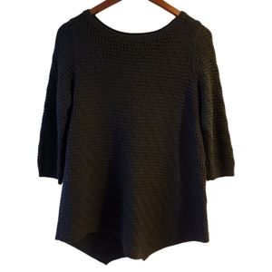 New York & Company Textured 3/4 Sleeve Tunic Style Sweater Blouse